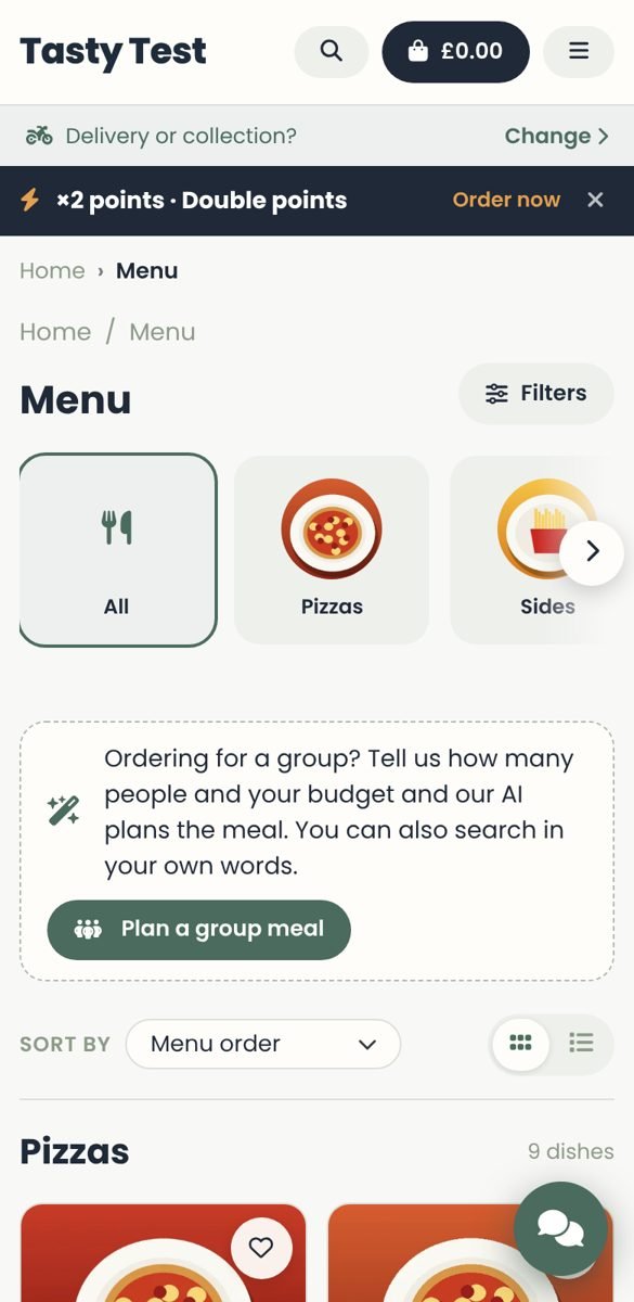 The same menu on a phone